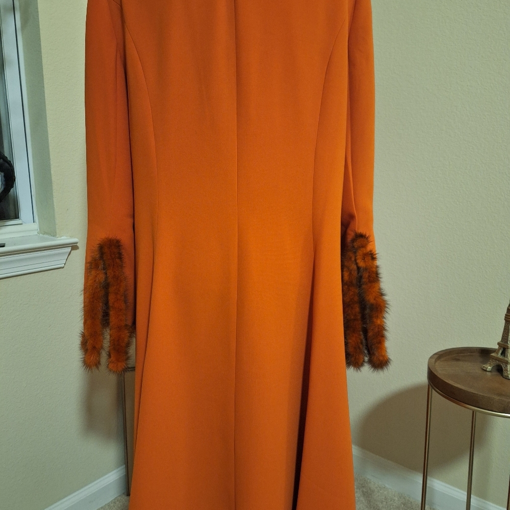 Lily and Taylor Orange Fur-Trimmed Coat - Picture 4 of 8